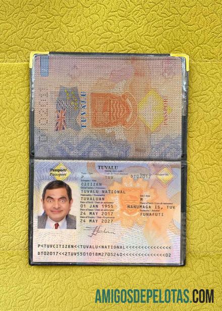 Foto do passaporte de Tuvalu exemplo